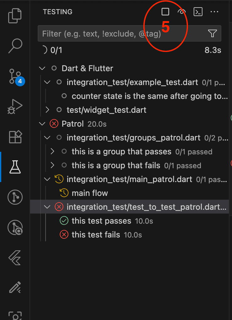 VS Code stop button